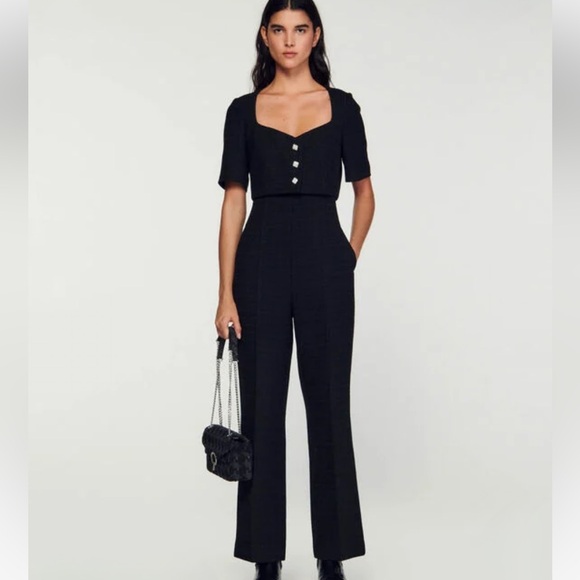 Sandro Pants - SANDRO | Tweed Trouser Jumpsuit Sz FR 40 (US 8)